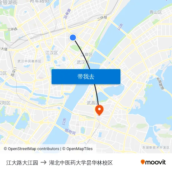 江大路大江园 to 湖北中医药大学昙华林校区 map