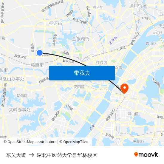 东吴大道 to 湖北中医药大学昙华林校区 map