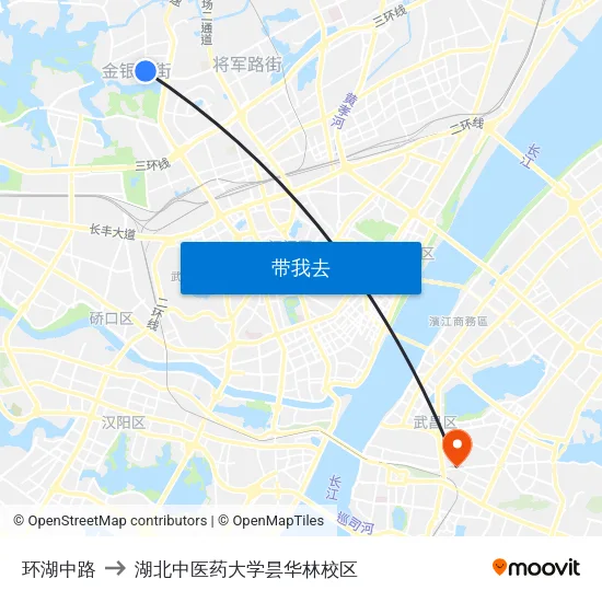 环湖中路 to 湖北中医药大学昙华林校区 map