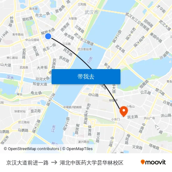 京汉大道前进一路 to 湖北中医药大学昙华林校区 map
