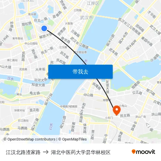 江汉北路渣家路 to 湖北中医药大学昙华林校区 map