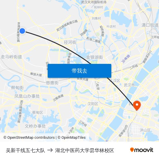 吴新干线五七大队 to 湖北中医药大学昙华林校区 map