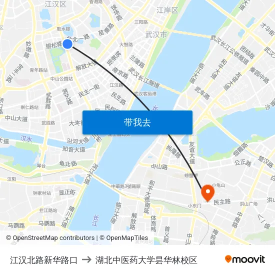 江汉北路新华路口 to 湖北中医药大学昙华林校区 map