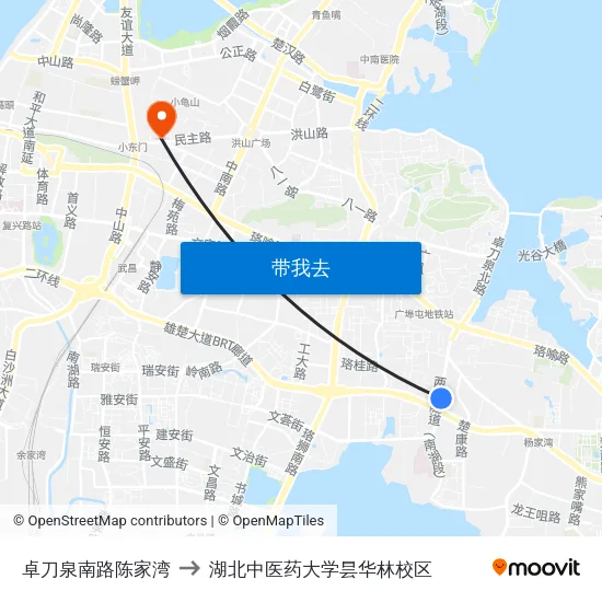 卓刀泉南路陈家湾 to 湖北中医药大学昙华林校区 map