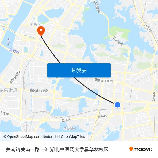 关南路关南一路 to 湖北中医药大学昙华林校区 map