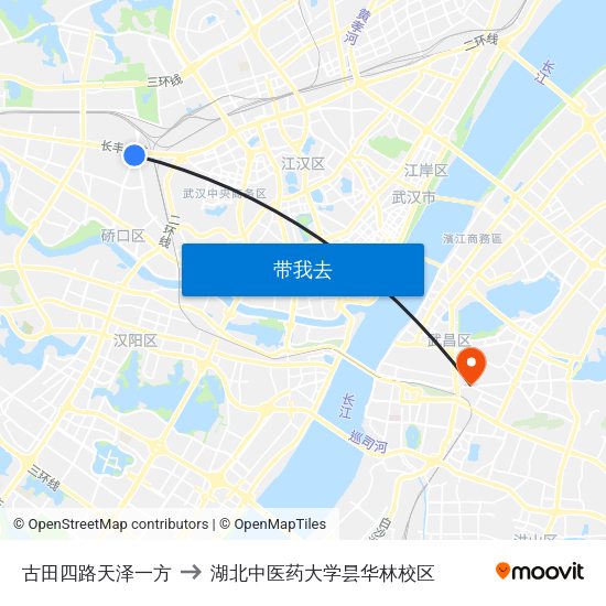 古田四路天泽一方 to 湖北中医药大学昙华林校区 map