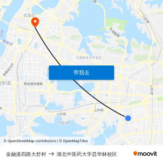 金融港四路大舒村 to 湖北中医药大学昙华林校区 map