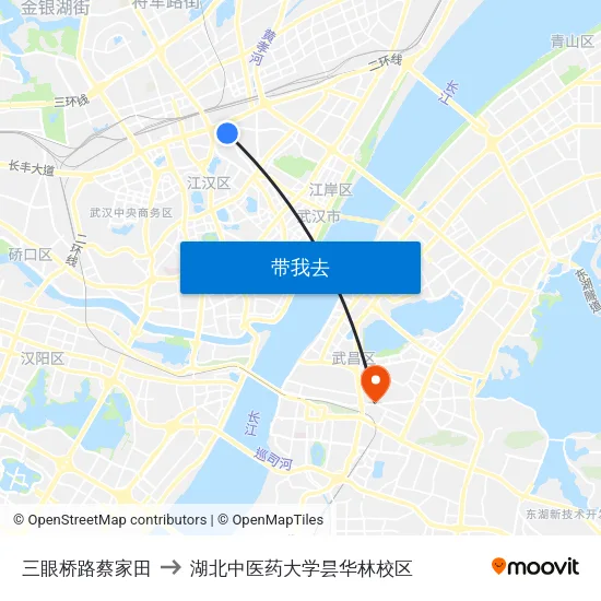 三眼桥路蔡家田 to 湖北中医药大学昙华林校区 map