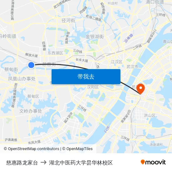 慈惠路龙家台 to 湖北中医药大学昙华林校区 map