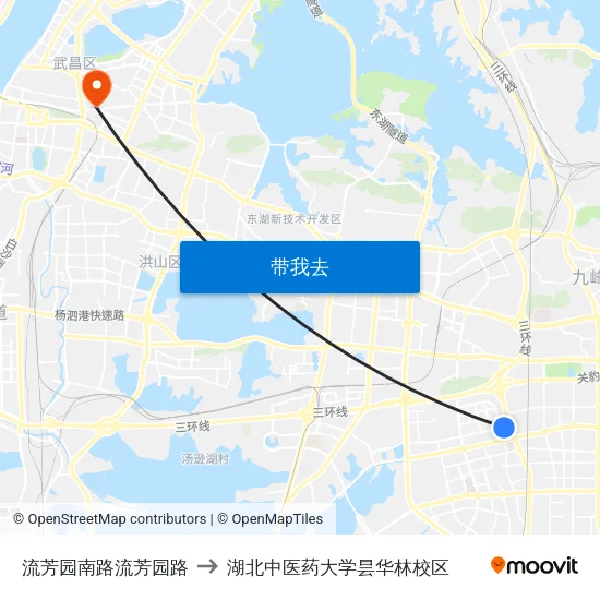 流芳园南路流芳园路 to 湖北中医药大学昙华林校区 map