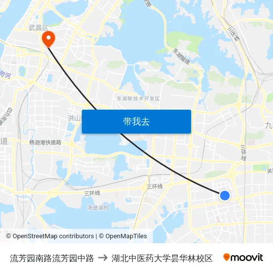 流芳园南路流芳园中路 to 湖北中医药大学昙华林校区 map