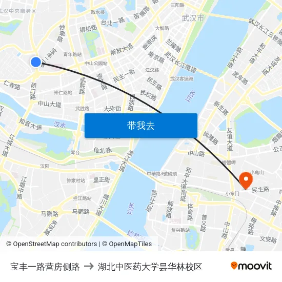 宝丰一路营房侧路 to 湖北中医药大学昙华林校区 map