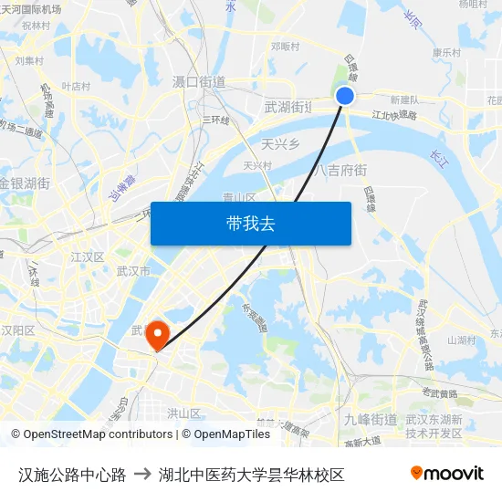 汉施公路中心路 to 湖北中医药大学昙华林校区 map