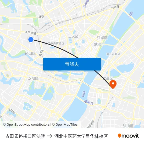 古田四路桥口区法院 to 湖北中医药大学昙华林校区 map