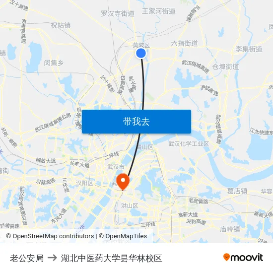 老公安局 to 湖北中医药大学昙华林校区 map