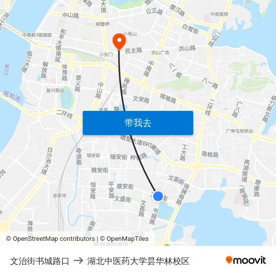 文治街书城路口 to 湖北中医药大学昙华林校区 map