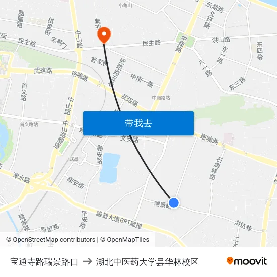 宝通寺路瑞景路口 to 湖北中医药大学昙华林校区 map