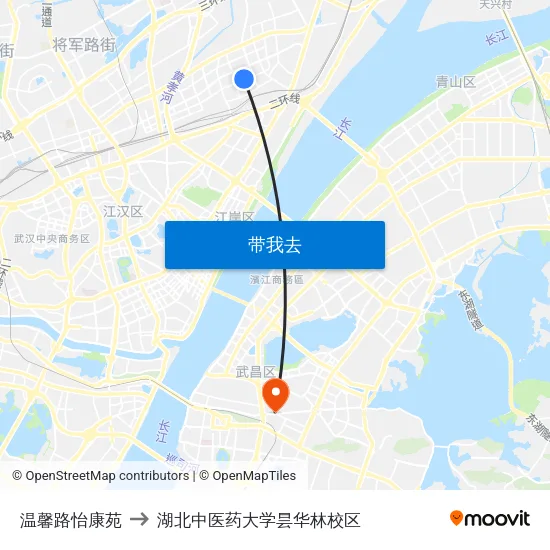 温馨路怡康苑 to 湖北中医药大学昙华林校区 map