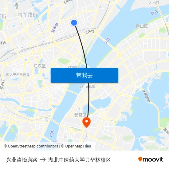 兴业路怡康路 to 湖北中医药大学昙华林校区 map