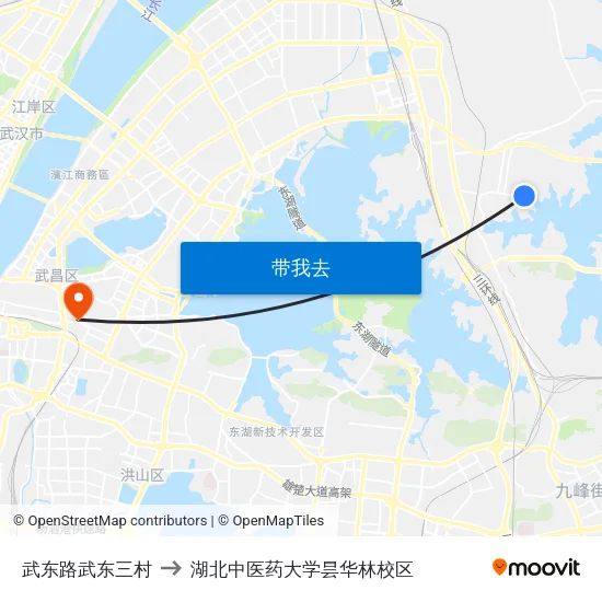 武东路武东三村 to 湖北中医药大学昙华林校区 map