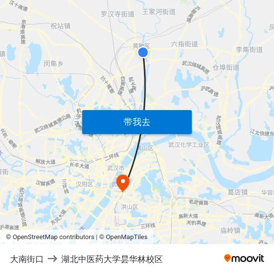 大南街口 to 湖北中医药大学昙华林校区 map