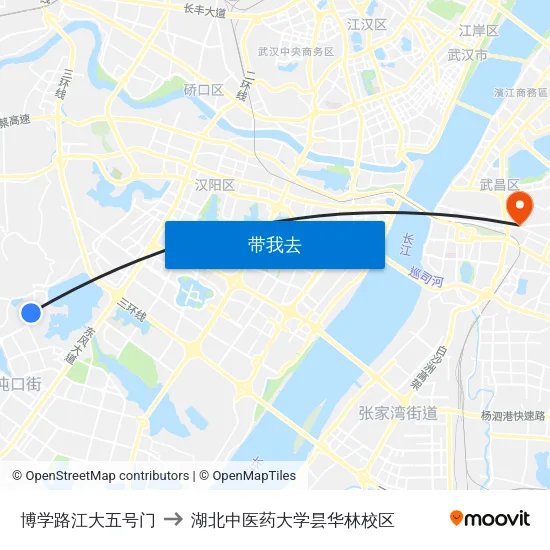 博学路江大五号门 to 湖北中医药大学昙华林校区 map