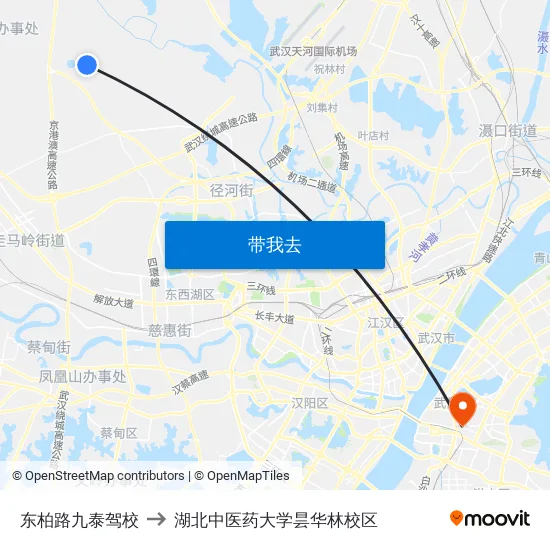 东柏路九泰驾校 to 湖北中医药大学昙华林校区 map