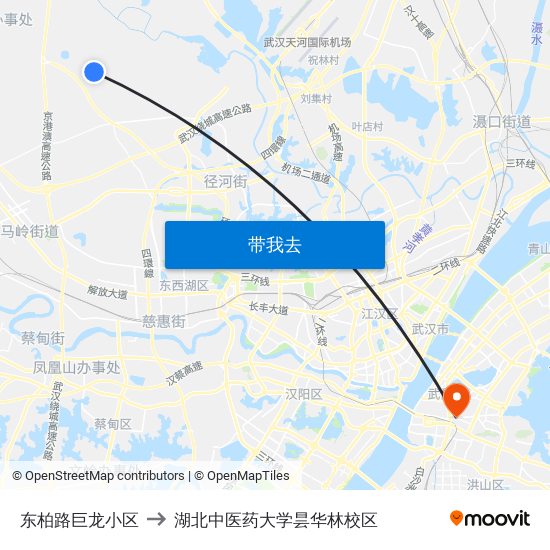 东柏路巨龙小区 to 湖北中医药大学昙华林校区 map