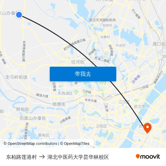东柏路莲港村 to 湖北中医药大学昙华林校区 map