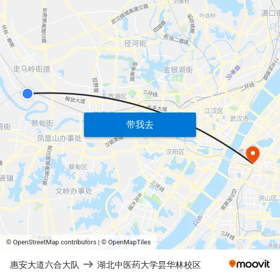 惠安大道六合大队 to 湖北中医药大学昙华林校区 map