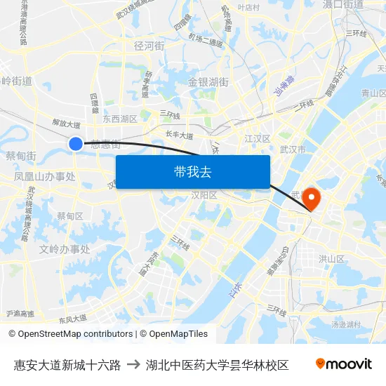 惠安大道新城十六路 to 湖北中医药大学昙华林校区 map