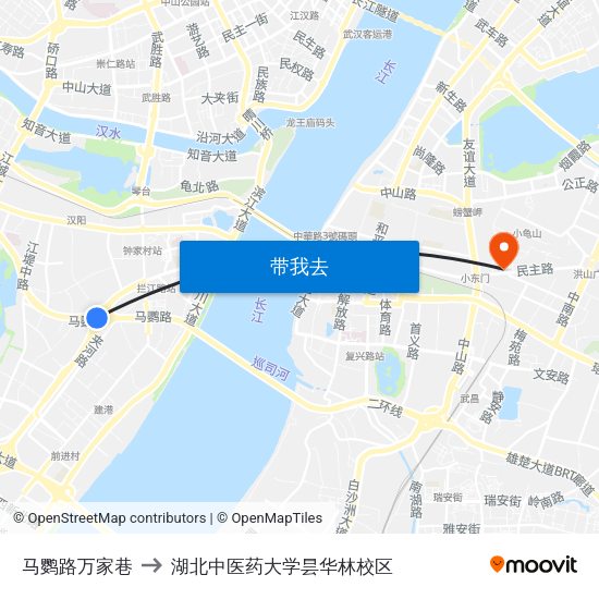 马鹦路万家巷 to 湖北中医药大学昙华林校区 map