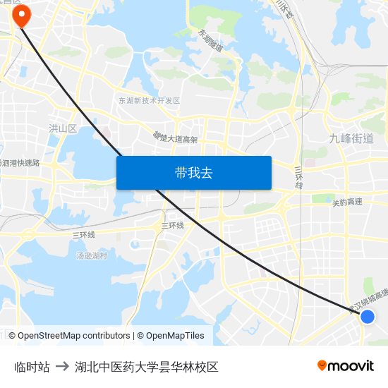 临时站 to 湖北中医药大学昙华林校区 map