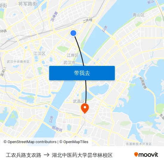 工农兵路支农路 to 湖北中医药大学昙华林校区 map
