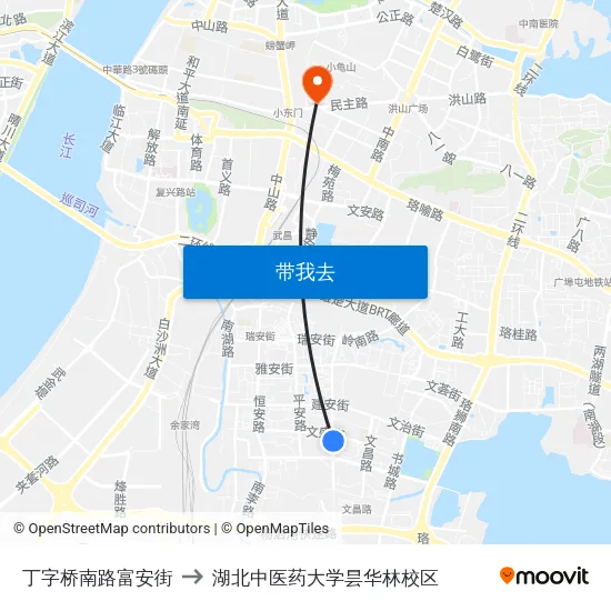 丁字桥南路富安街 to 湖北中医药大学昙华林校区 map