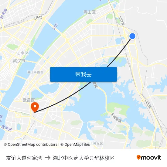 友谊大道何家湾 to 湖北中医药大学昙华林校区 map