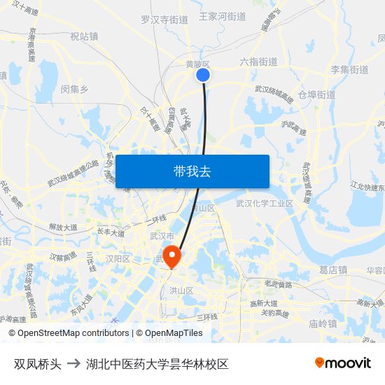 双凤桥头 to 湖北中医药大学昙华林校区 map