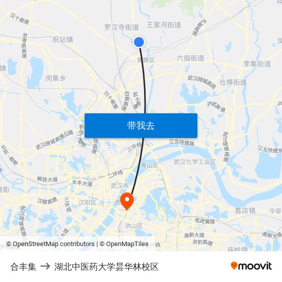 合丰集 to 湖北中医药大学昙华林校区 map