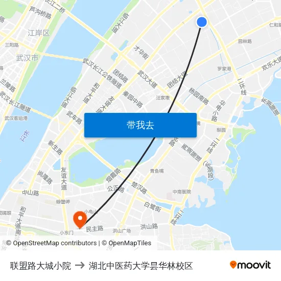 联盟路大城小院 to 湖北中医药大学昙华林校区 map