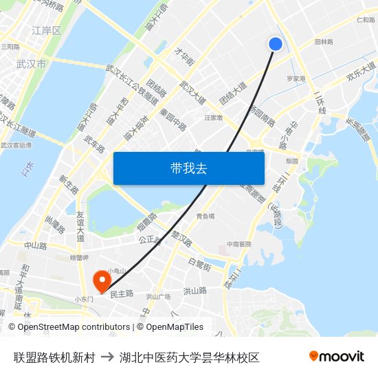 联盟路铁机新村 to 湖北中医药大学昙华林校区 map