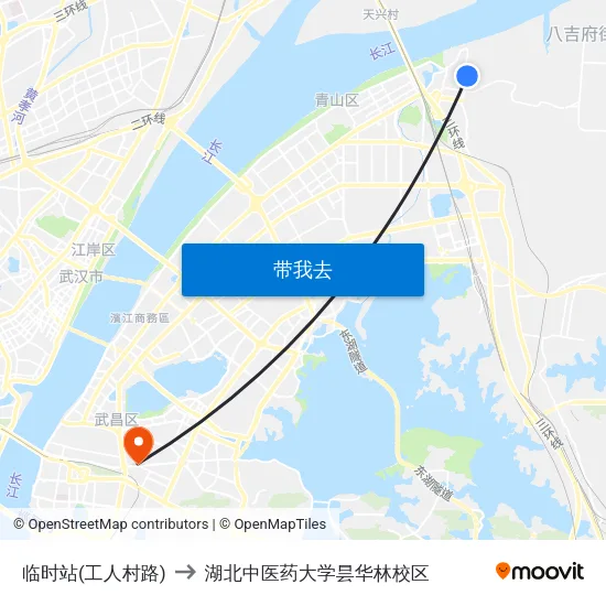 临时站(工人村路) to 湖北中医药大学昙华林校区 map