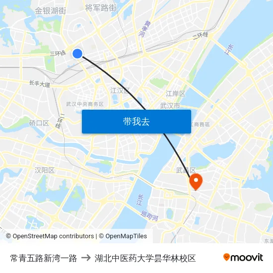 常青五路新湾一路 to 湖北中医药大学昙华林校区 map