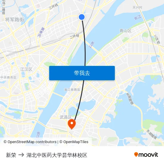 新荣 to 湖北中医药大学昙华林校区 map