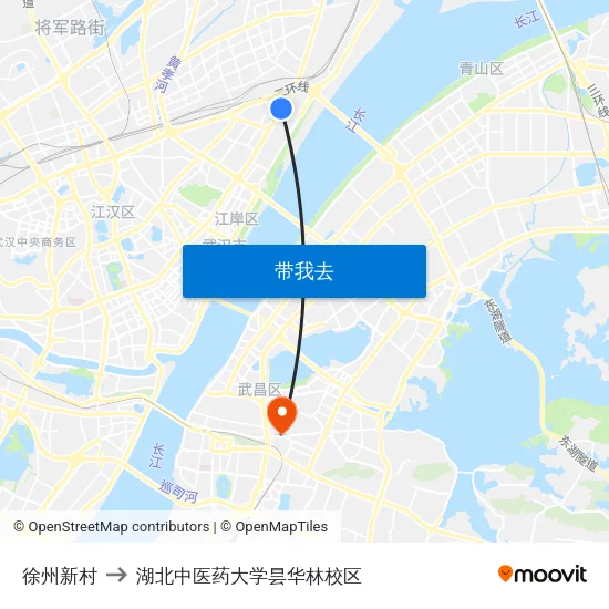 徐州新村 to 湖北中医药大学昙华林校区 map