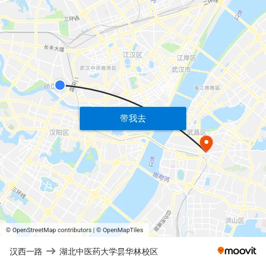 汉西一路 to 湖北中医药大学昙华林校区 map
