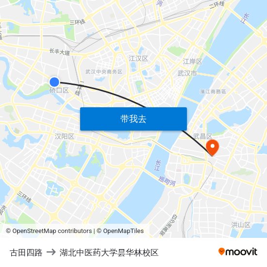 古田四路 to 湖北中医药大学昙华林校区 map