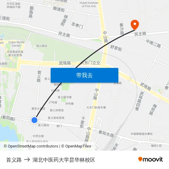 首义路 to 湖北中医药大学昙华林校区 map