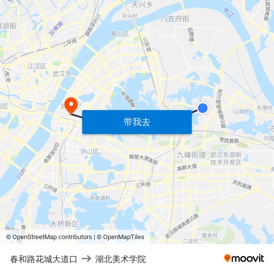 春和路花城大道口 to 湖北美术学院 map