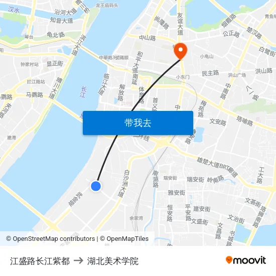 江盛路长江紫都 to 湖北美术学院 map