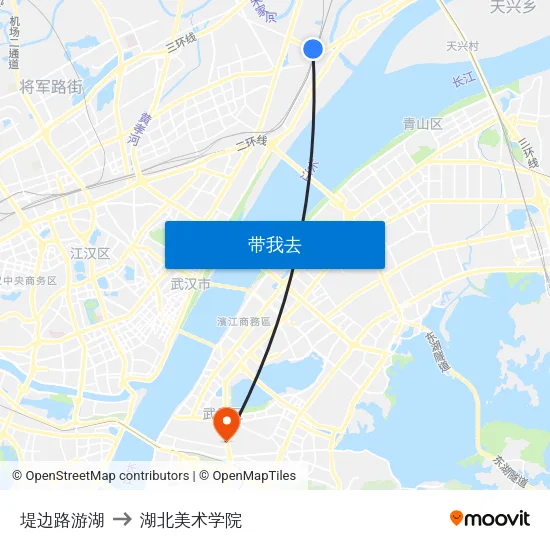 堤边路游湖 to 湖北美术学院 map